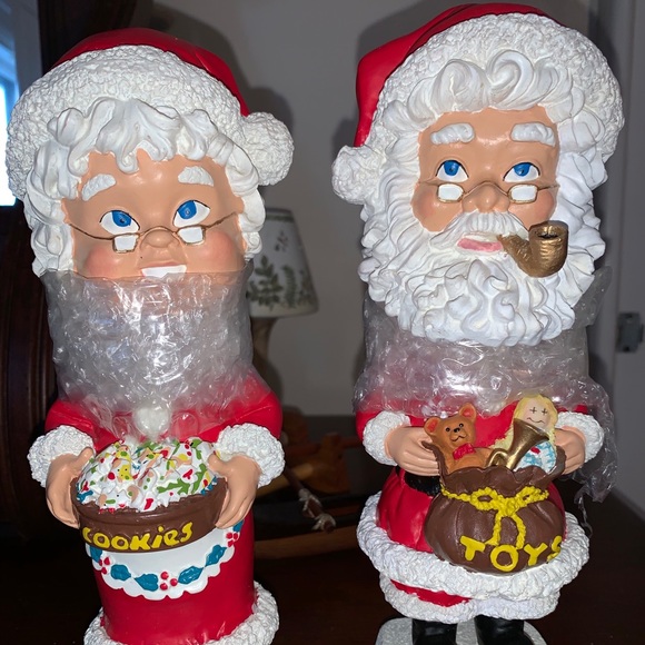 Sports, Accessories & Memoribilia Other - SANTA & MRS CLAUS BOBBING HEAD NODDER MATCHED SET